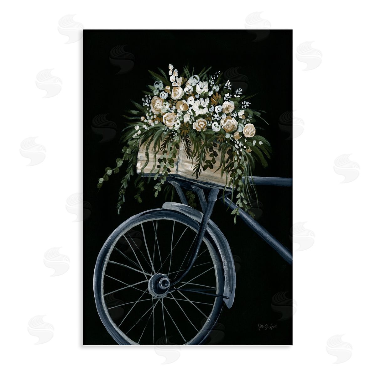 Vintage Bicycle with Florals Canvas Wall Art, Home Decor by Yvette St. Amant
