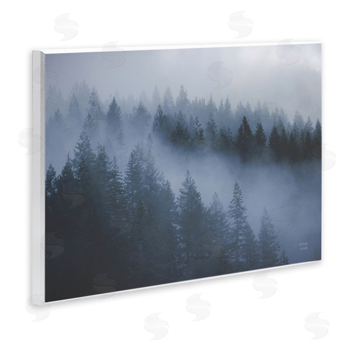 Fog Filled Trees Landscape Wood Plaque Wall Art, Home Decor by Nathan Larson