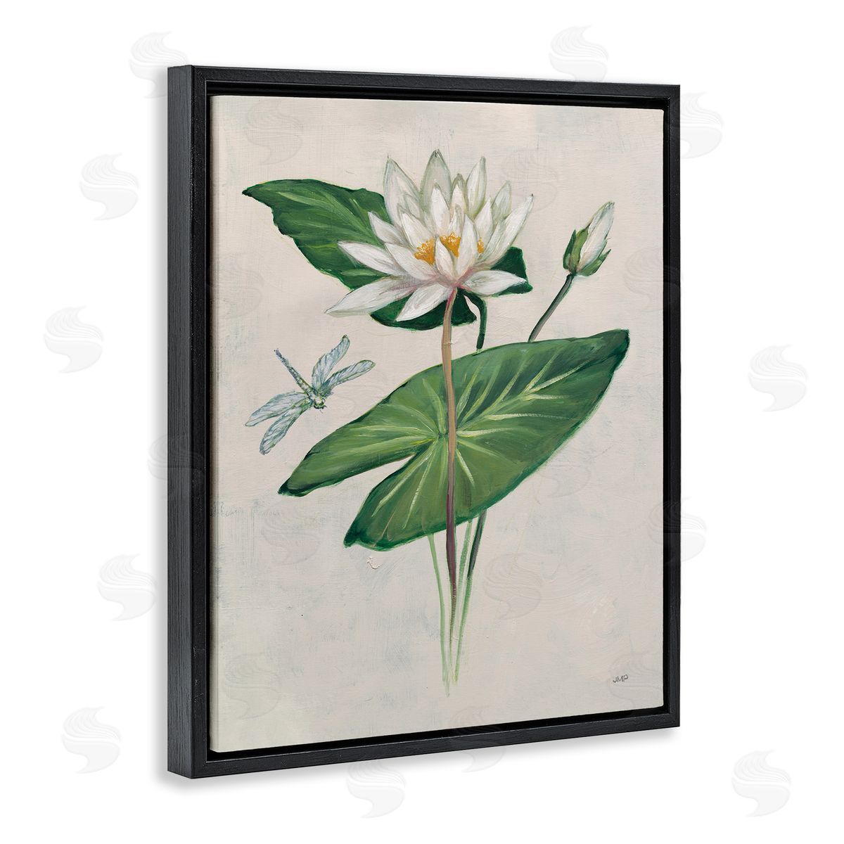 Graceful Lily Pad Black Floating Frame Canvas Wall Art, Home Decor by Julia Purinton