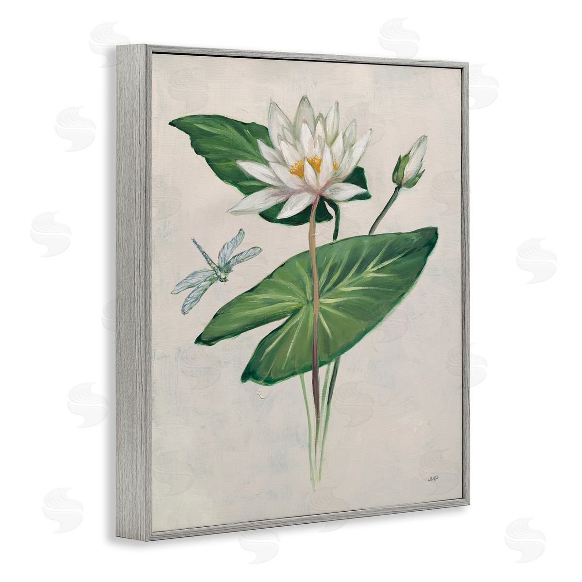 Graceful Lily Pad Grey Frame Print Wall Art, Home Decor by Julia Purinton