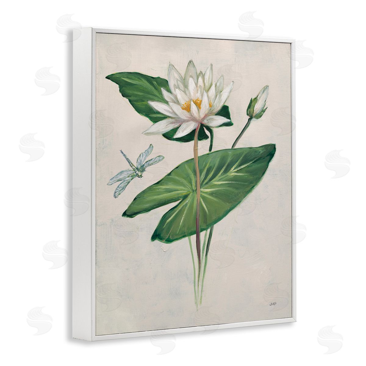 Graceful Lily Pad White Frame Print Wall Art, Home Decor by Julia Purinton