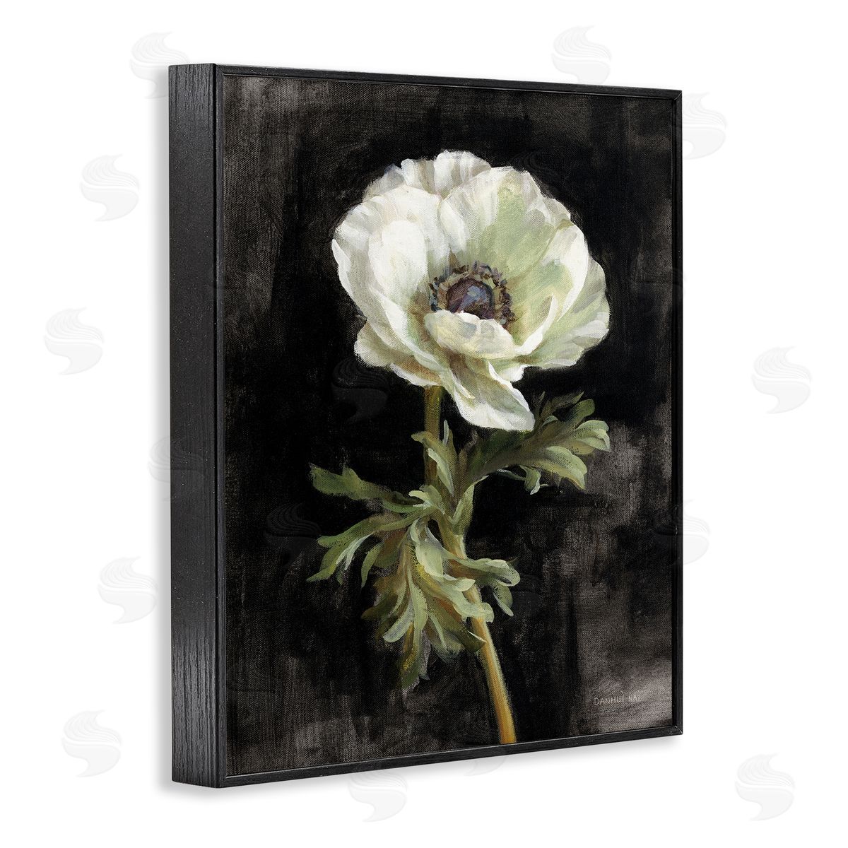 Anemone on Black Black Frame Print Wall Art, Home Decor by Danhui Nai