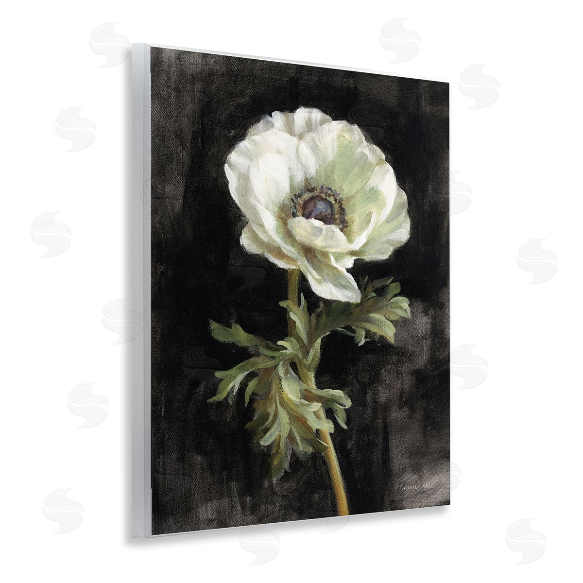 Anemone on Black Wood Plaque Wall Art, Home Decor by Danhui Nai