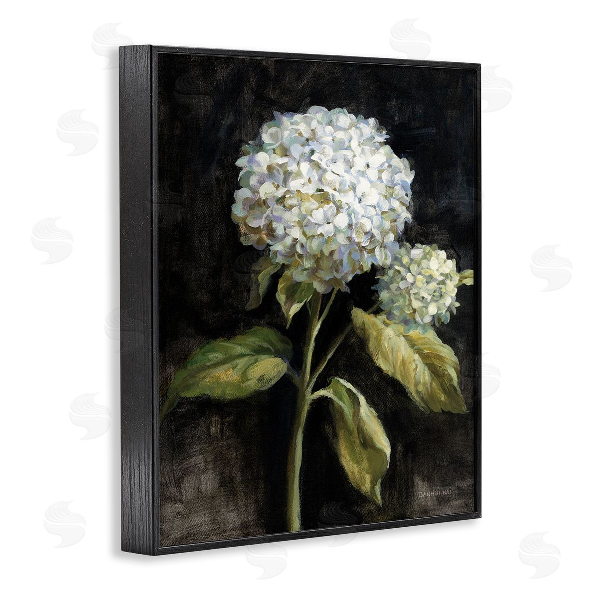 Hydrangea on Black Black Frame Print Wall Art, Home Decor by Danhui Nai