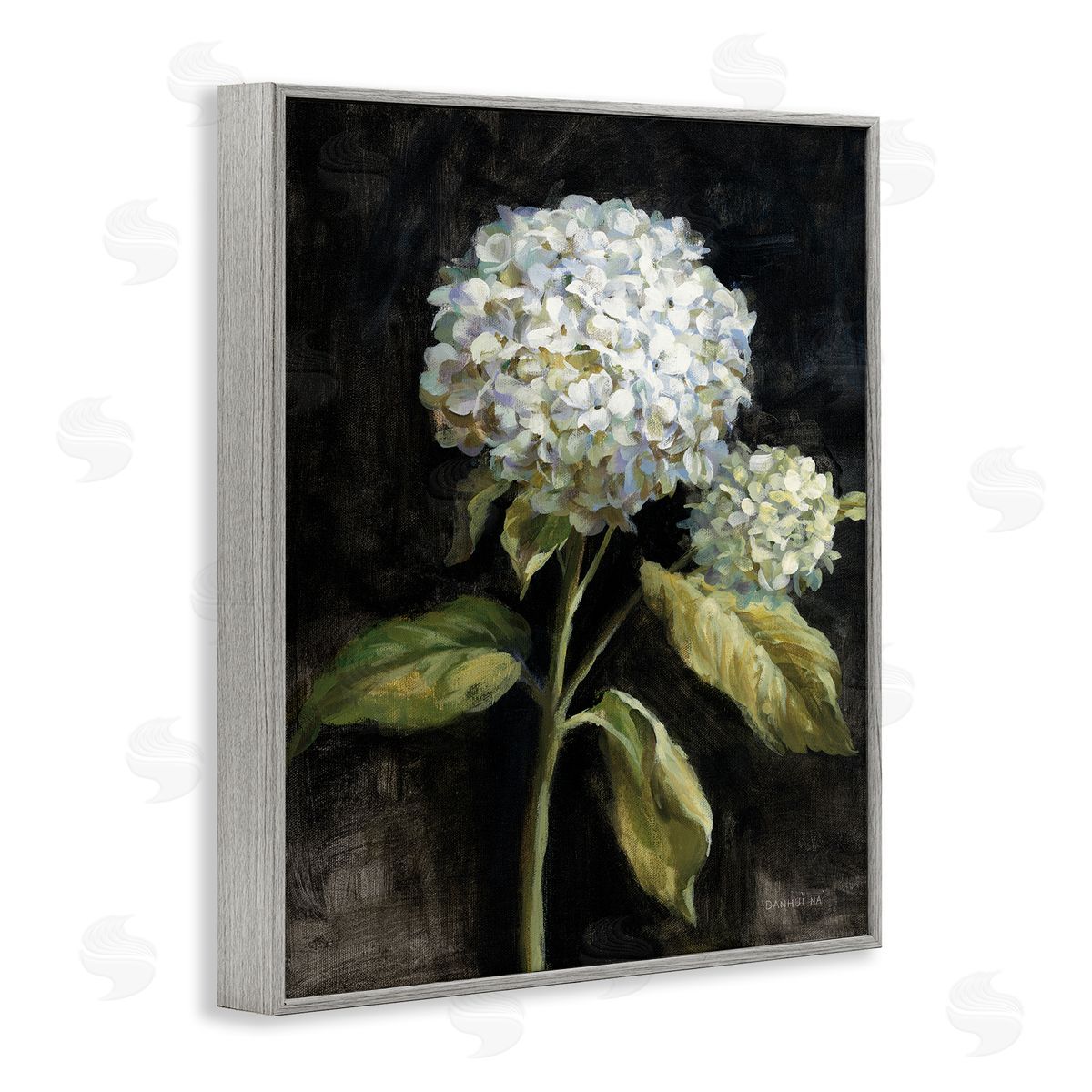 Hydrangea on Black Grey Frame Print Wall Art, Home Decor by Danhui Nai