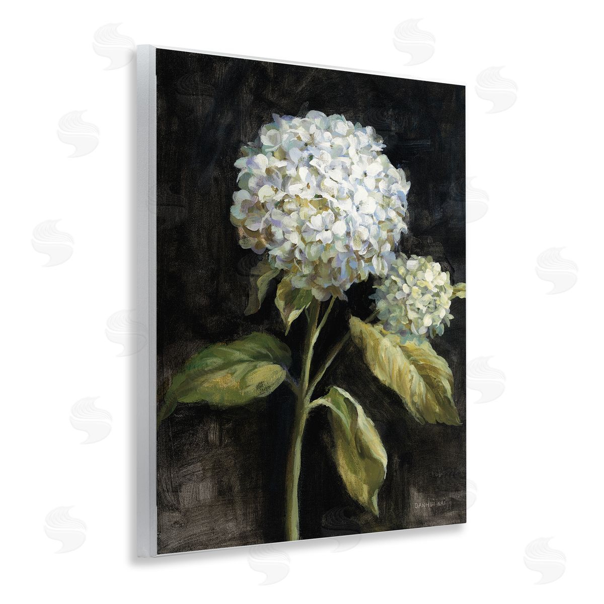 Hydrangea on Black Wood Plaque Wall Art, Home Decor by Danhui Nai