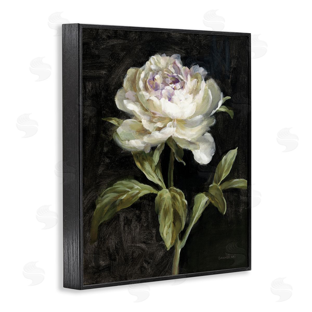 Peony on Black Black Frame Print Wall Art, Home Decor by Danhui Nai