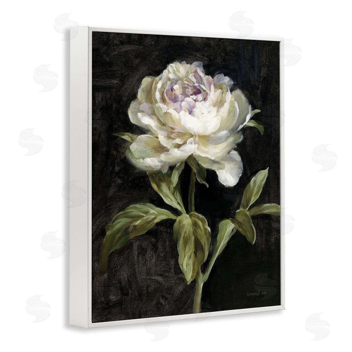 Peony on Black White Frame Print Wall Art, Home Decor by Danhui Nai