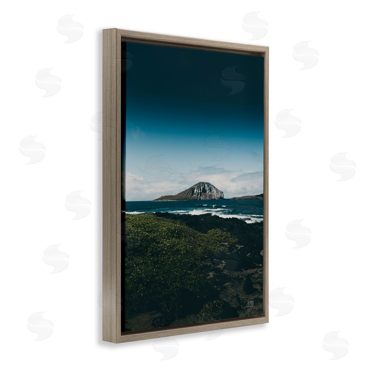 Hawaiian Rocky Shore Brown Floating Frame Canvas Wall Art, Home Decor by Max Blakesberg Studios