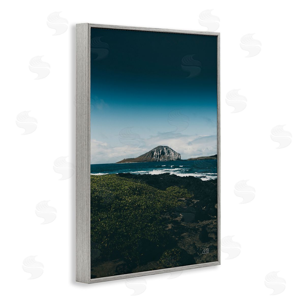 Hawaiian Rocky Shore Grey Frame Print Wall Art, Home Decor by Max Blakesberg Studios