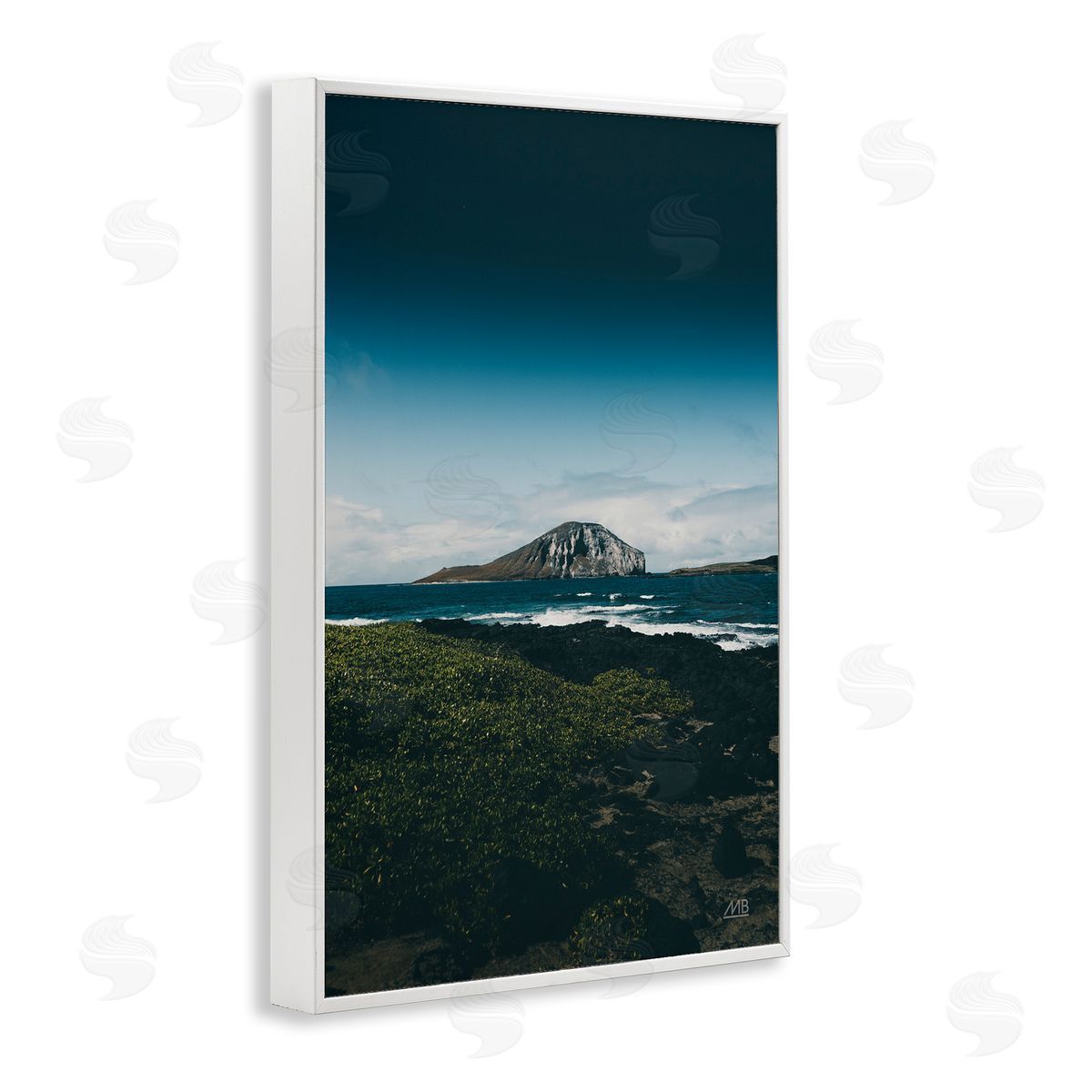 Hawaiian Rocky Shore White Frame Print Wall Art, Home Decor by Max Blakesberg Studios