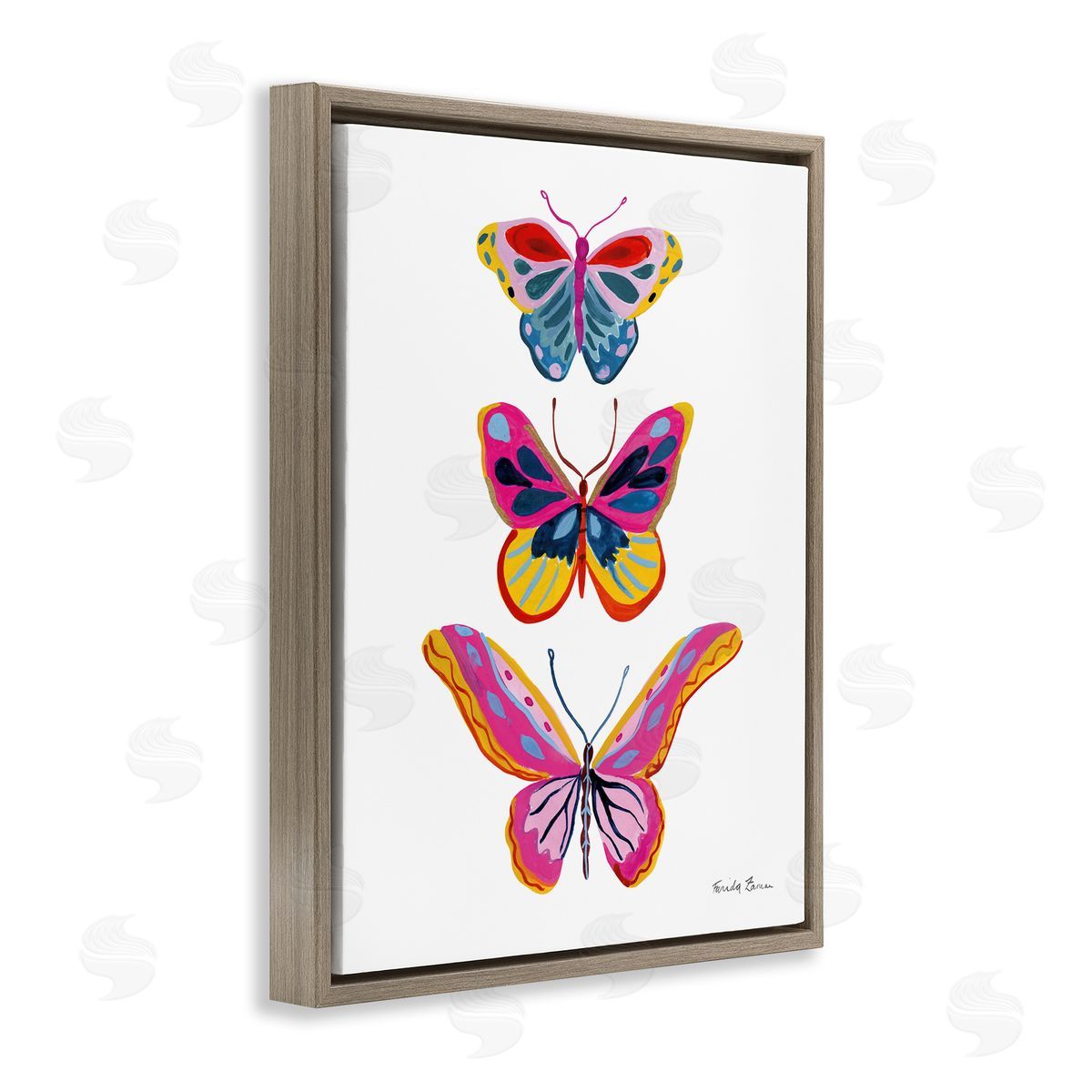 Small to Large Butterflies Brown Floating Frame Canvas Wall Art, Home Decor by Farida Zaman