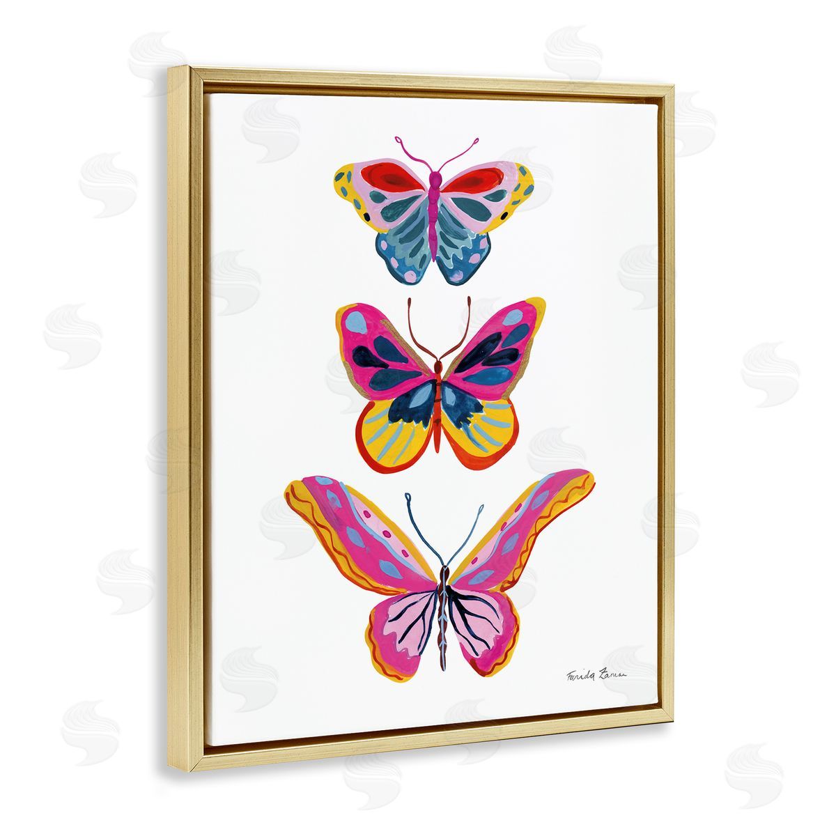 Small to Large Butterflies Gold Floating Frame Canvas Wall Art, Home Decor by Farida Zaman