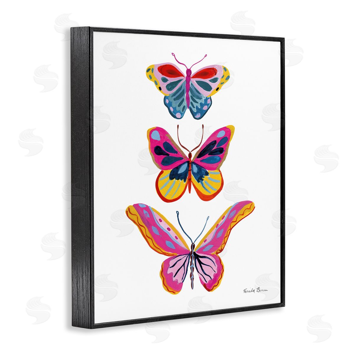 Small to Large Butterflies Black Frame Print Wall Art, Home Decor by Farida Zaman