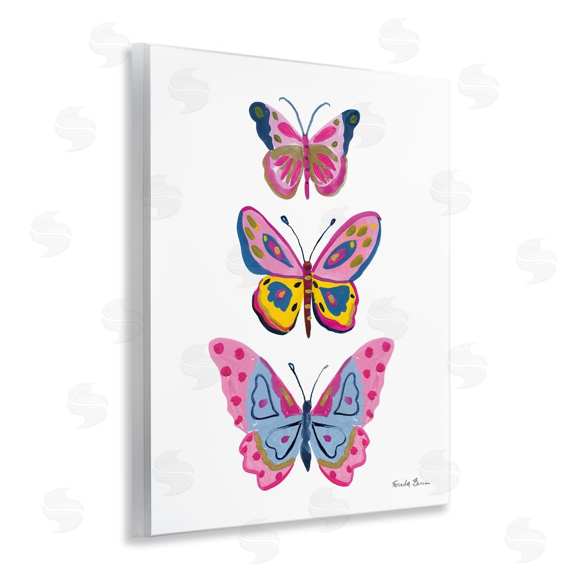 Three Butterfly Trio Wood Plaque Wall Art, Home Decor by Farida Zaman