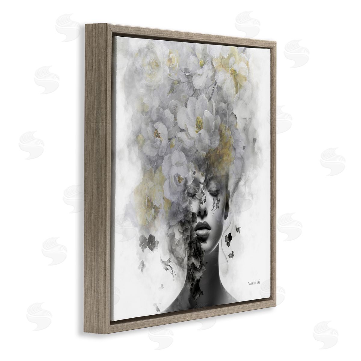 Hidden Spring Visage Brown Floating Frame Canvas Wall Art, Home Decor by Danhui Nai