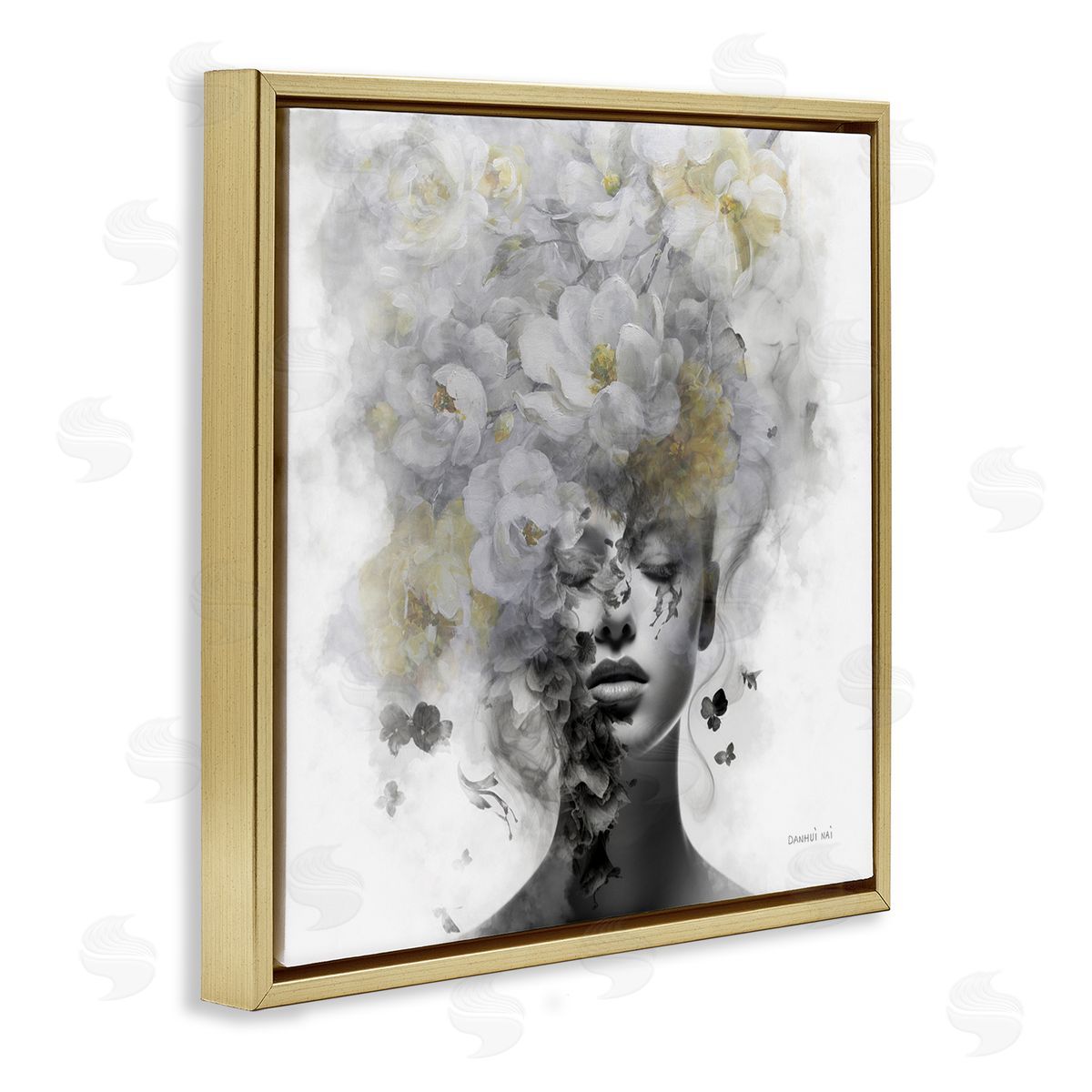 Hidden Spring Visage Gold Floating Frame Canvas Wall Art, Home Decor by Danhui Nai