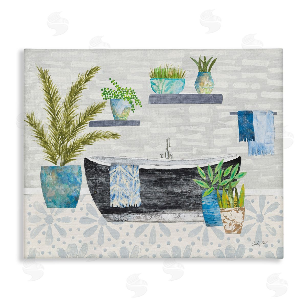 Botanical Bath & Rustic Plants Canvas Wall Art, Home Decor by Courtney Prahl