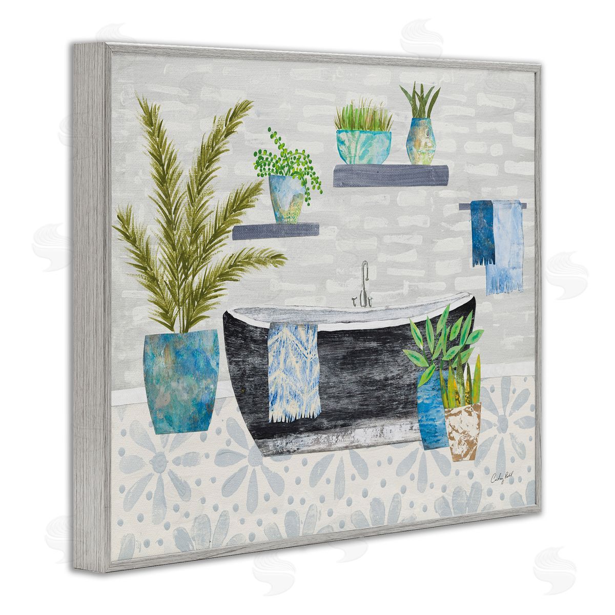 Botanical Bath & Rustic Plants Grey Frame Print Wall Art, Home Decor by Courtney Prahl