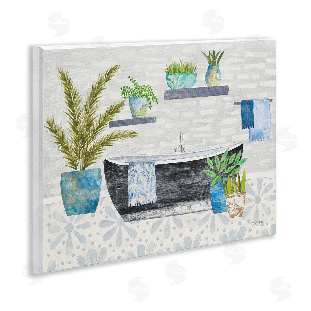 Botanical Bath & Rustic Plants Wood Plaque Wall Art, Home Decor by Courtney Prahl