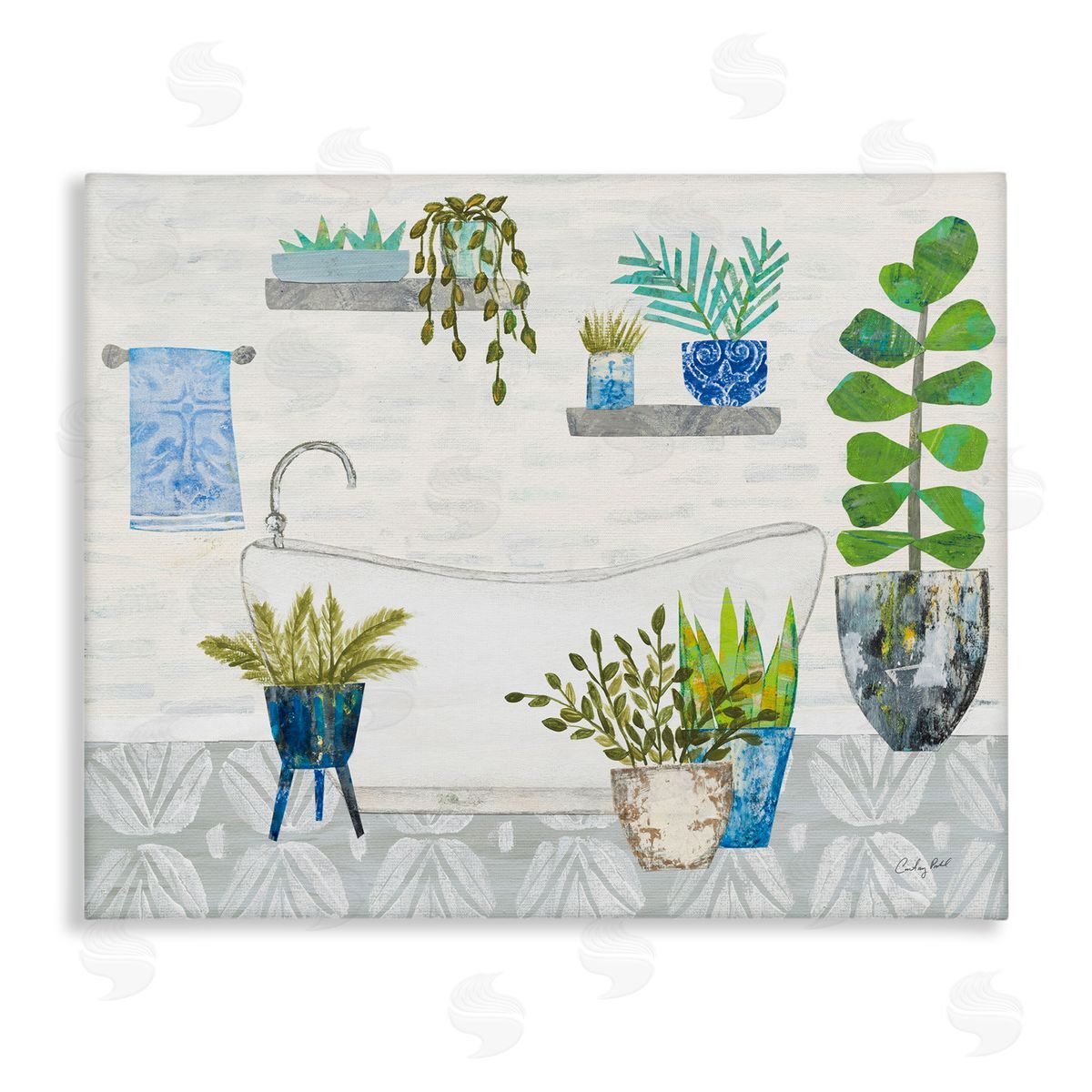 Rustic Botanical Bathroom Canvas Wall Art, Home Decor by Courtney Prahl