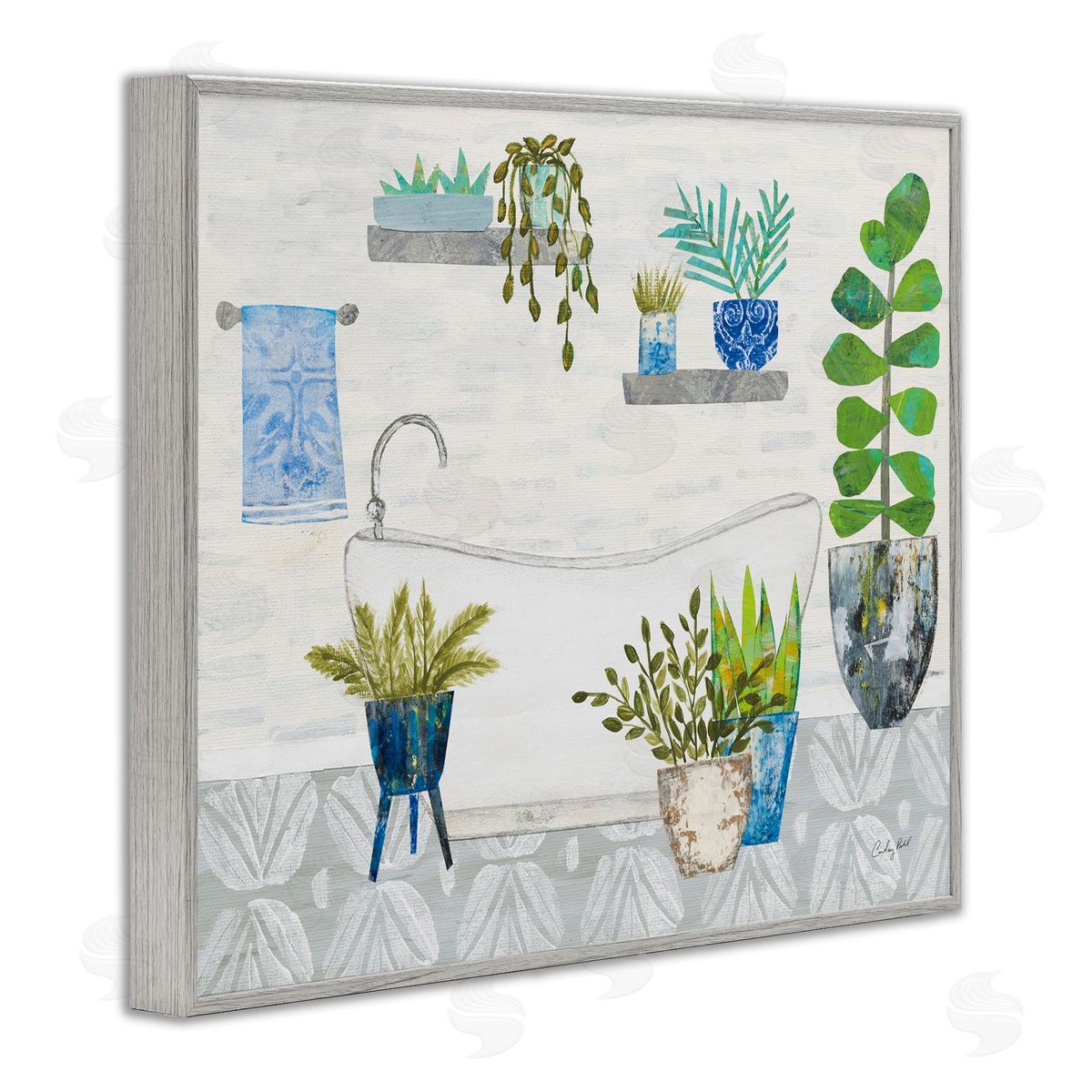 Rustic Botanical Bathroom Grey Frame Print Wall Art, Home Decor by Courtney Prahl