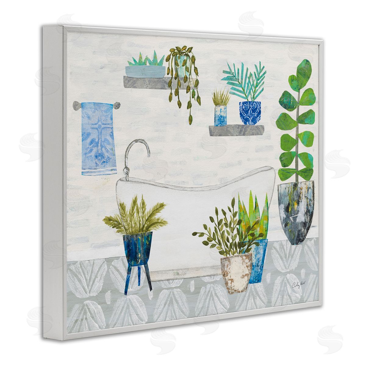 Rustic Botanical Bathroom White Frame Print Wall Art, Home Decor by Courtney Prahl