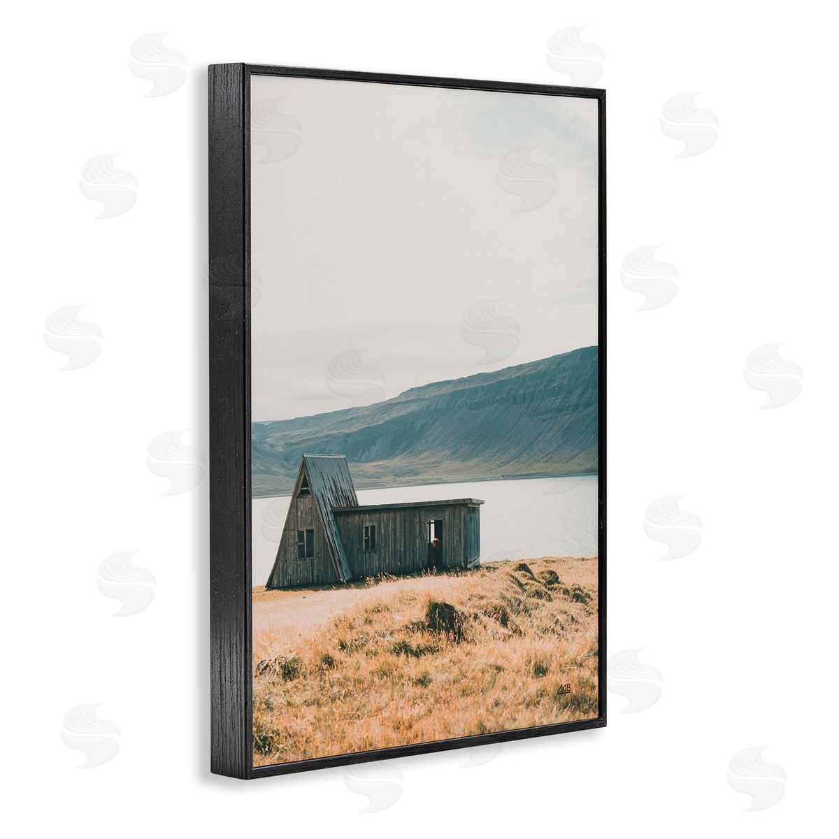 Iceland Shore Cottage Black Frame Print Wall Art, Home Decor by Max Blakesberg Studios