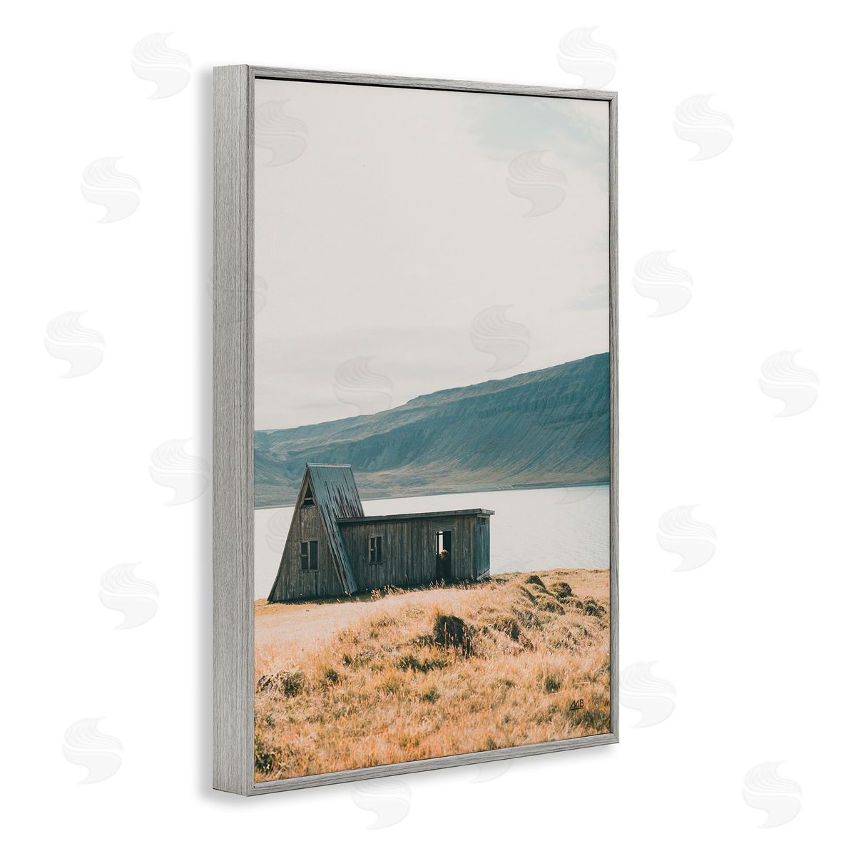 Iceland Shore Cottage Grey Frame Print Wall Art, Home Decor by Max Blakesberg Studios