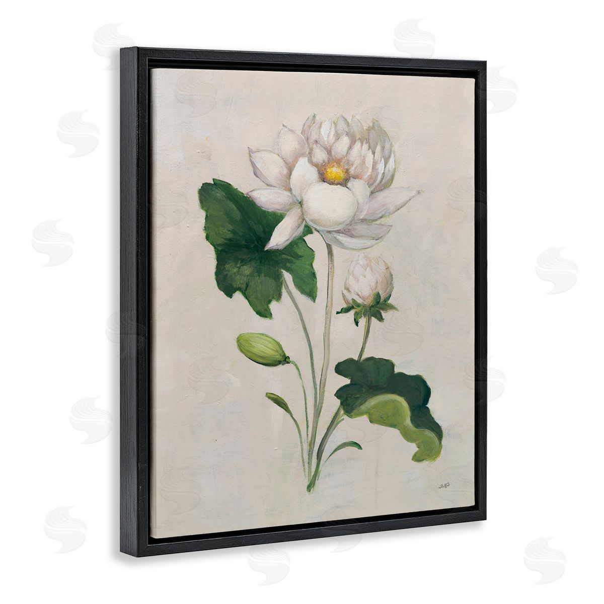 Graceful Budding Lily Black Floating Frame Canvas Wall Art, Home Decor by Julia Purinton