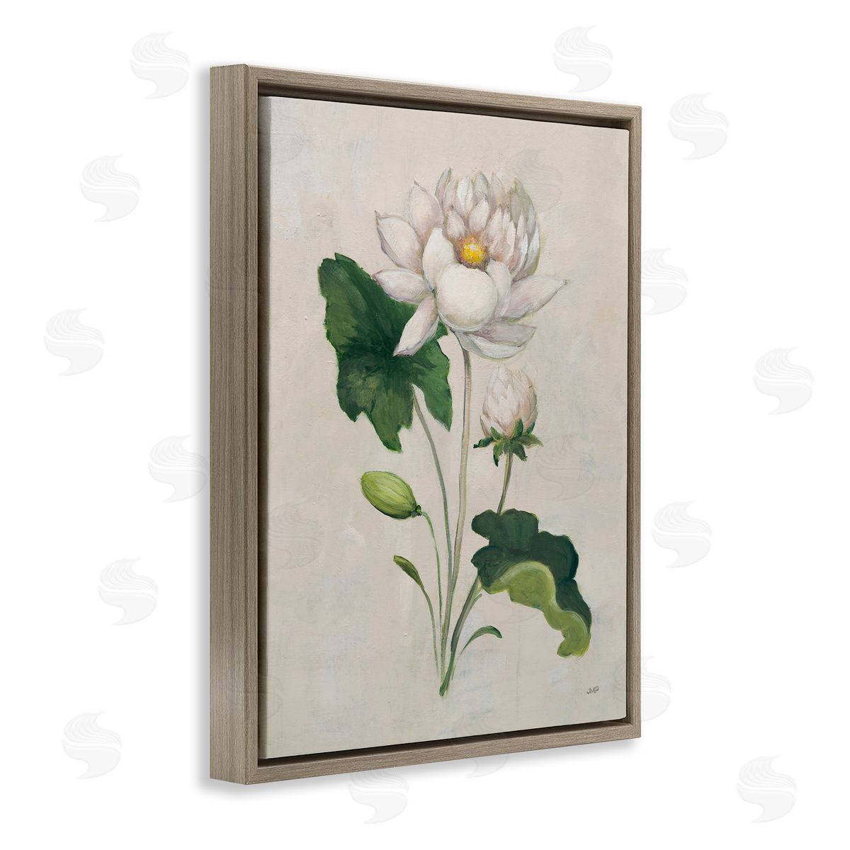Graceful Budding Lily Brown Floating Frame Canvas Wall Art, Home Decor by Julia Purinton