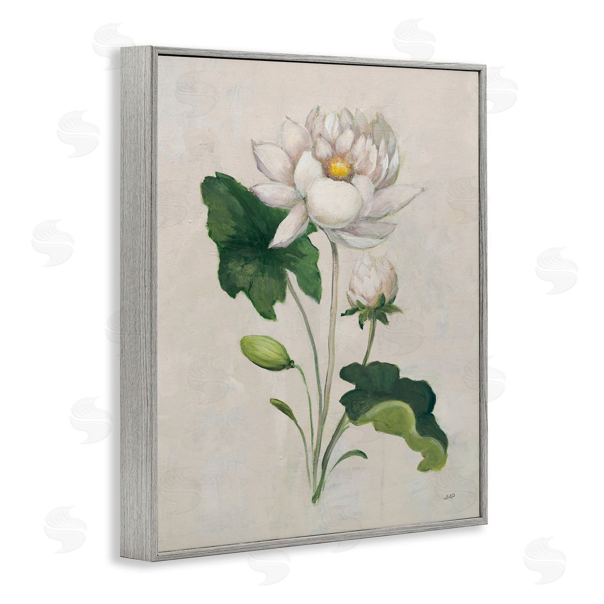 Graceful Budding Lily Grey Frame Print Wall Art, Home Decor by Julia Purinton