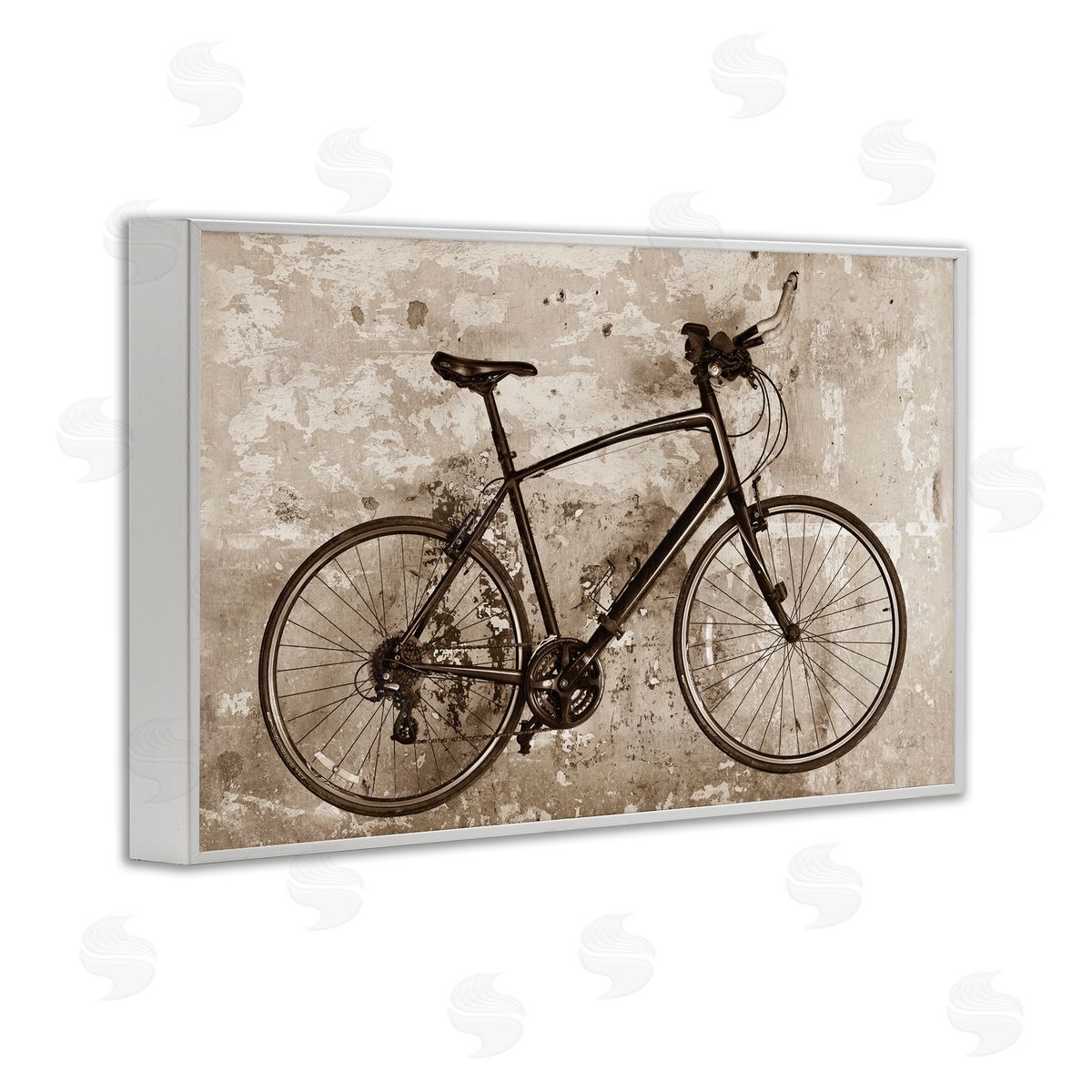 Distressed Vintage Bike White Frame Print Wall Art, Home Decor by Deborah Revell