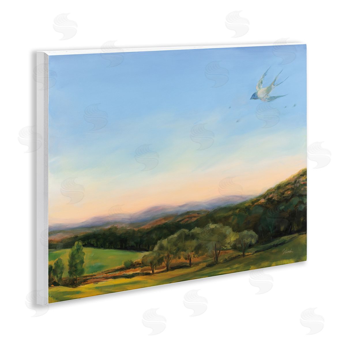 Bird Over Fable Farm Wood Plaque Wall Art, Home Decor by Sue Schlabach