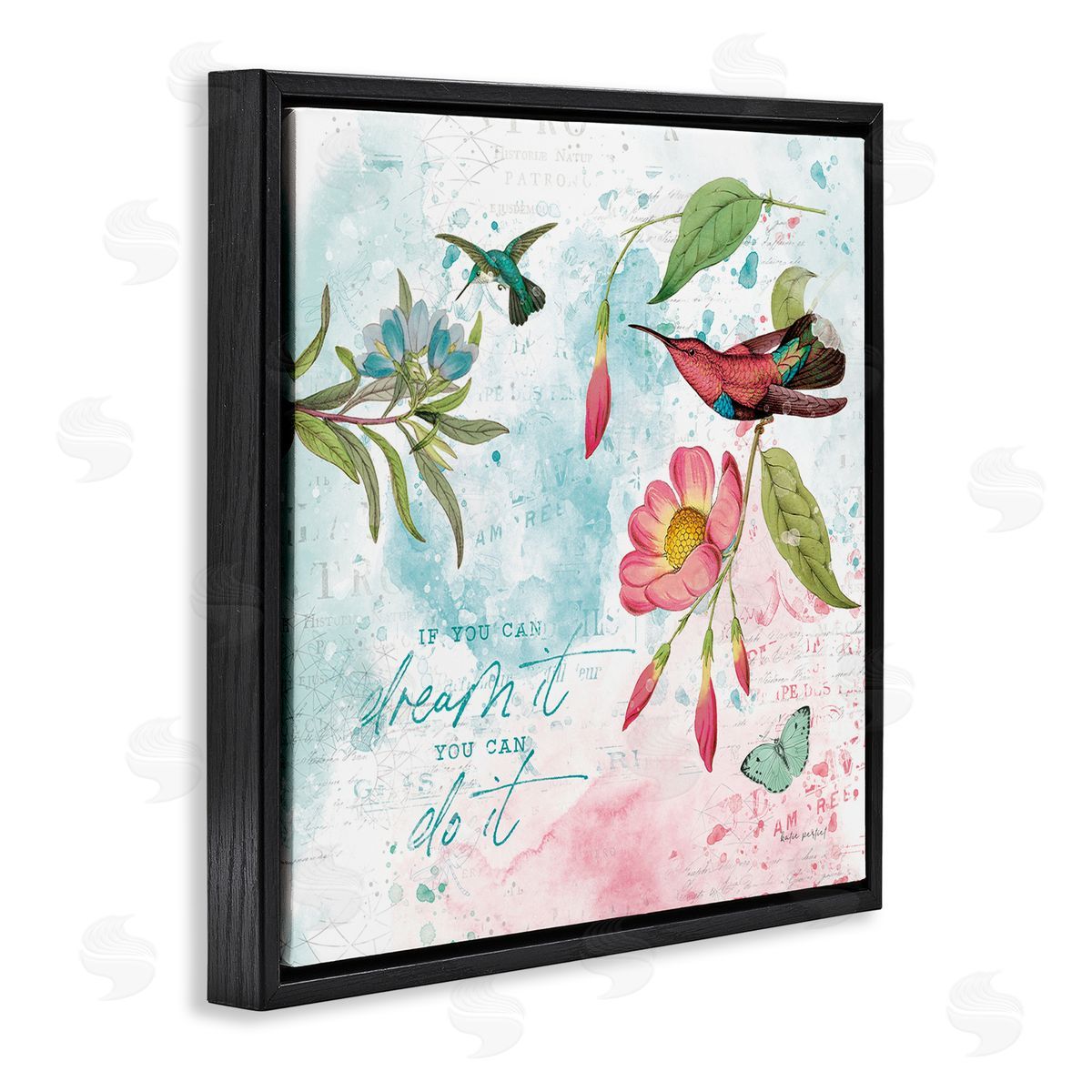 Inspirational Dream & Do It Black Floating Frame Canvas Wall Art, Home Decor by Katie Pertiet