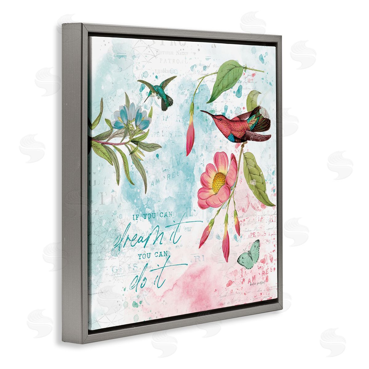 Inspirational Dream & Do It Grey Floating Frame Canvas Wall Art, Home Decor by Katie Pertiet