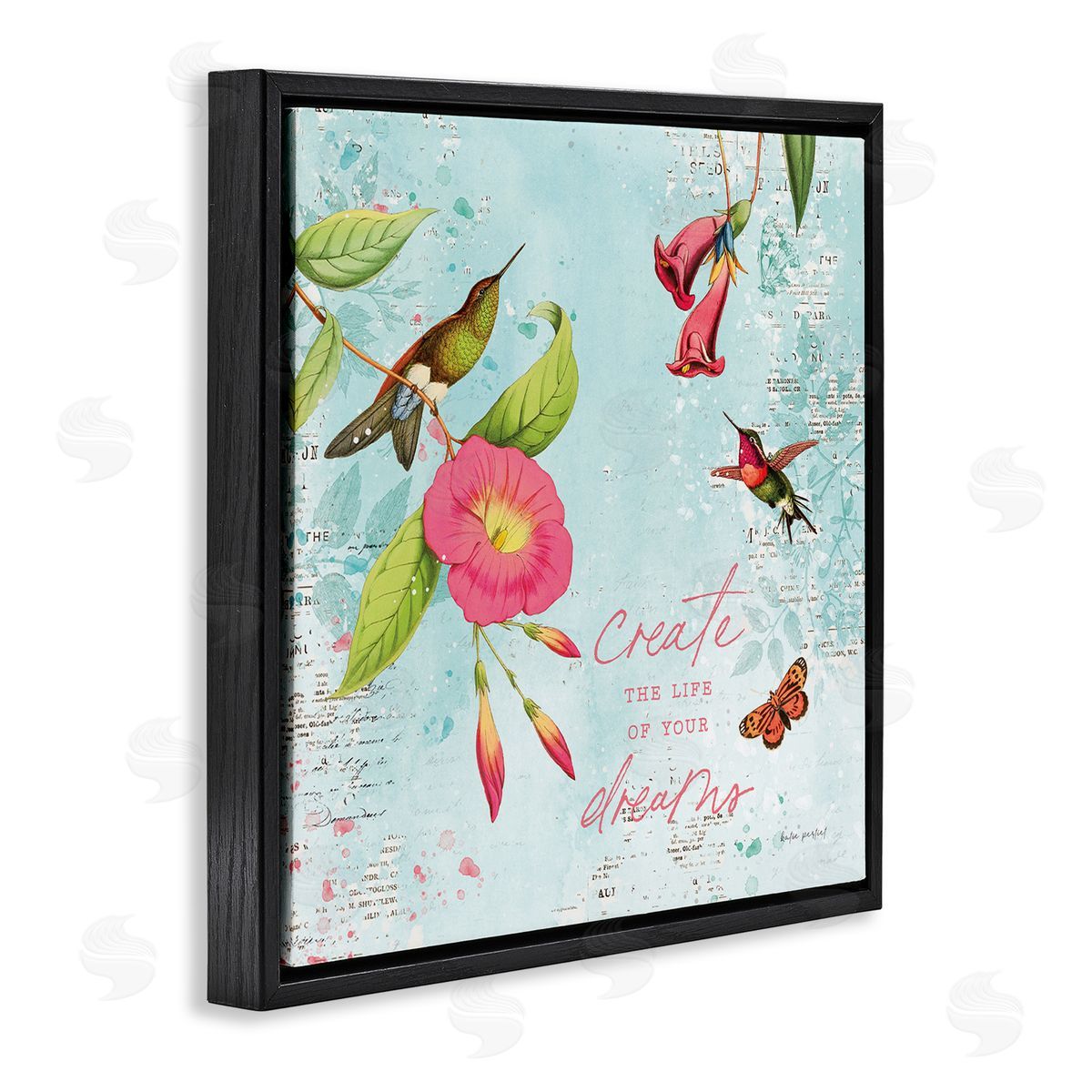 Life Of Your Dreams Black Floating Frame Canvas Wall Art, Home Decor by Katie Pertiet