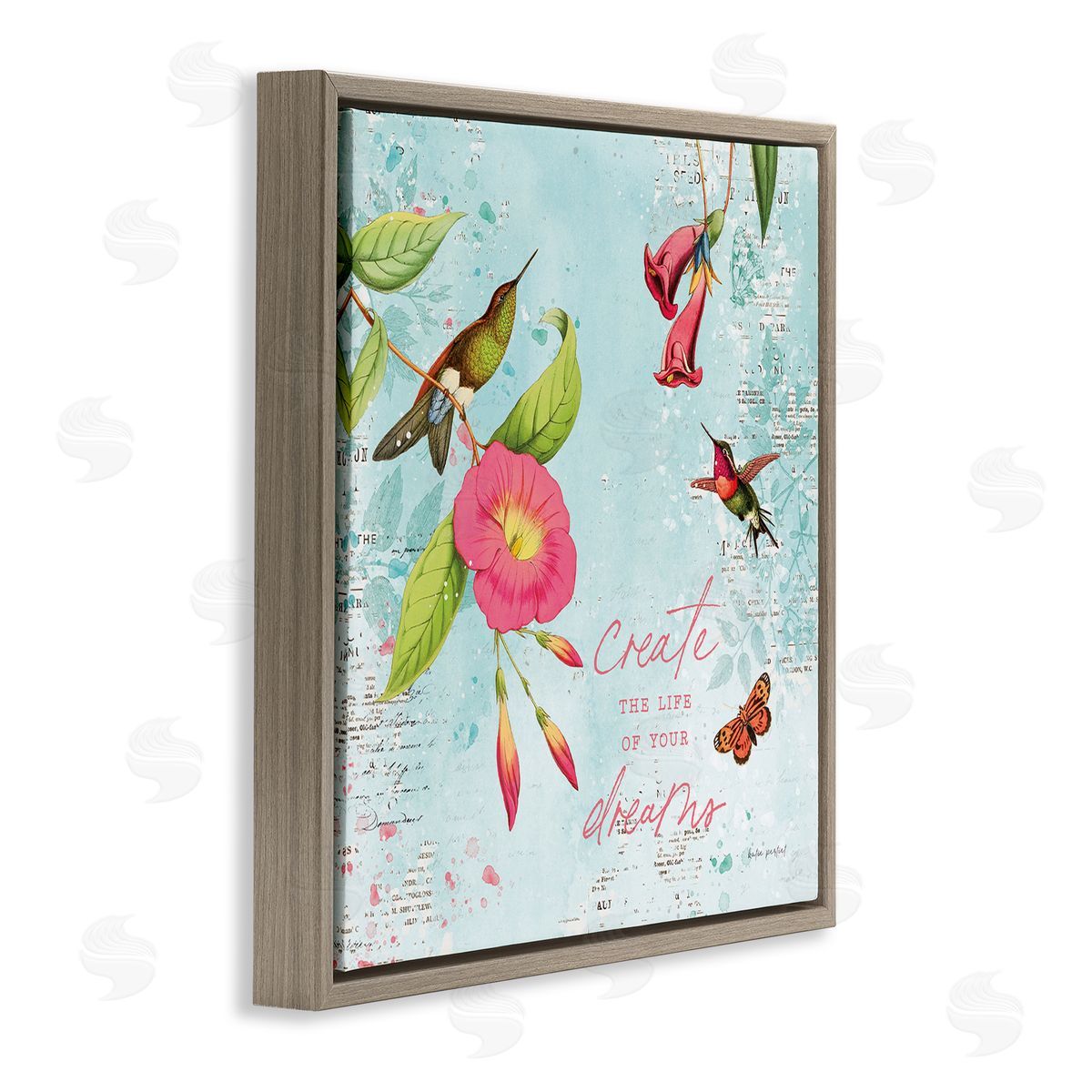 Life Of Your Dreams Brown Floating Frame Canvas Wall Art, Home Decor by Katie Pertiet