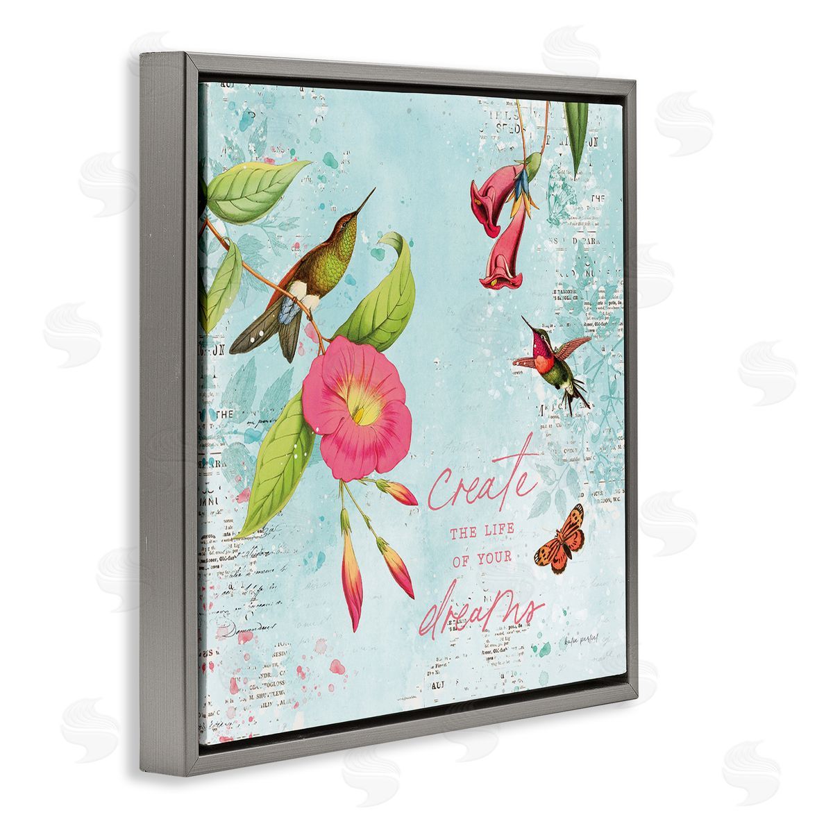 Life Of Your Dreams Grey Floating Frame Canvas Wall Art, Home Decor by Katie Pertiet