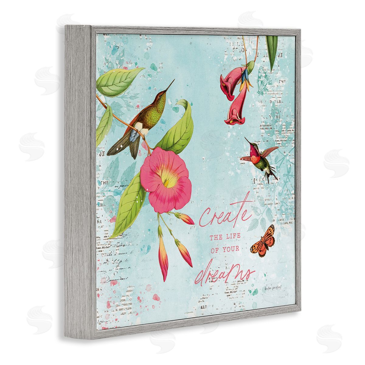 Life Of Your Dreams Grey Frame Print Wall Art, Home Decor by Katie Pertiet