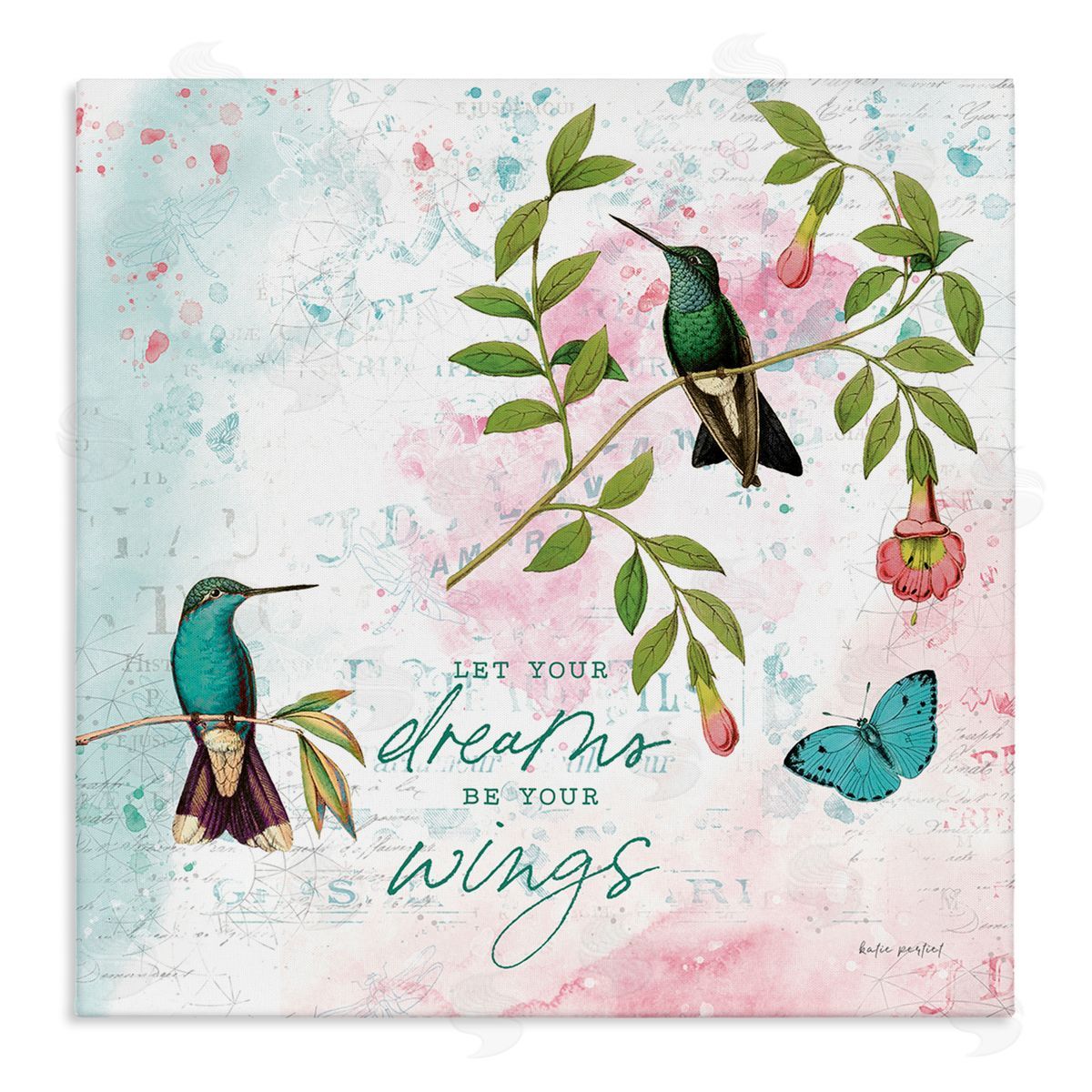 Let Your Dreams Be Wings Canvas Wall Art, Home Decor by Katie Pertiet