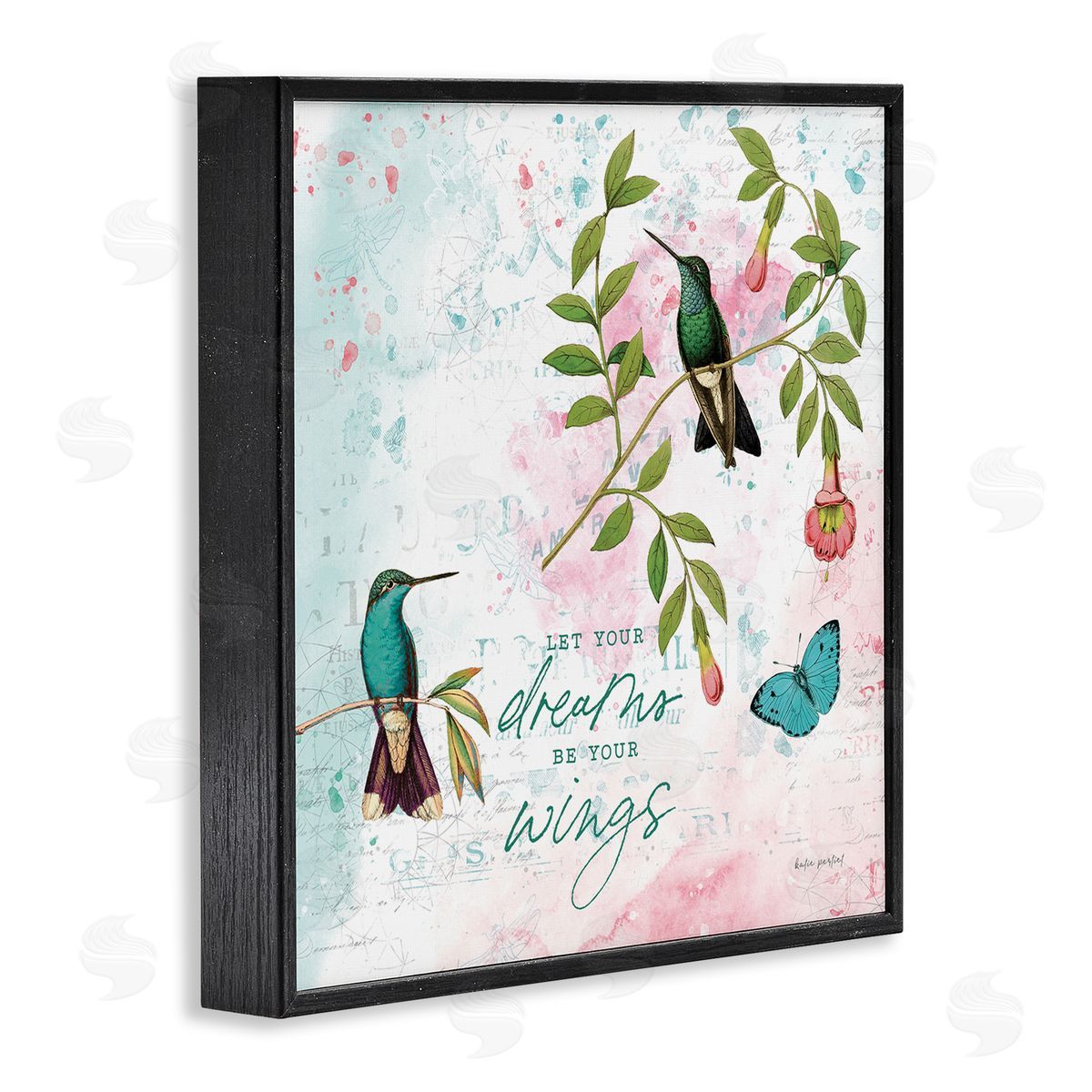 Let Your Dreams Be Wings Black Frame Print Wall Art, Home Decor by Katie Pertiet