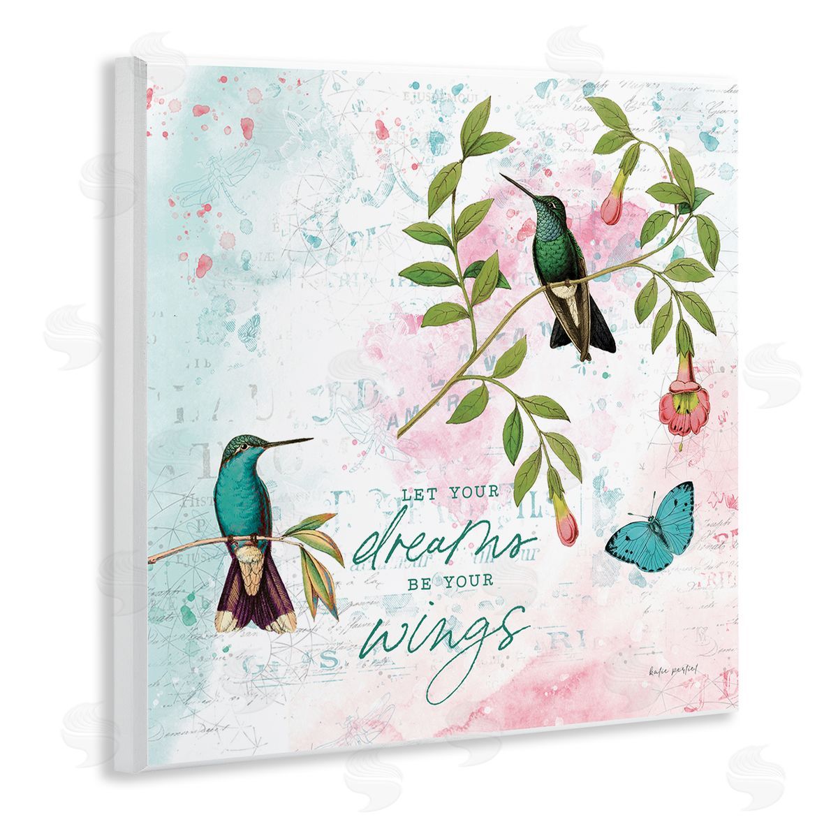 Let Your Dreams Be Wings Wood Plaque Wall Art, Home Decor by Katie Pertiet