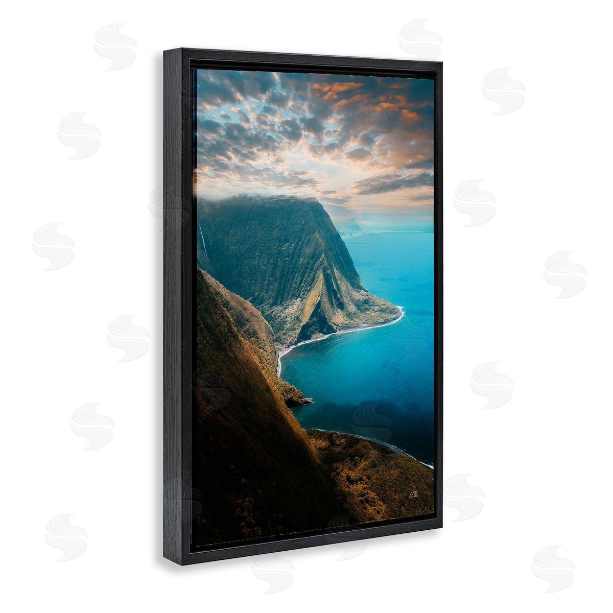 Hawaiian Coast Cliffs Black Floating Frame Canvas Wall Art, Home Decor by Max Blakesberg Studios