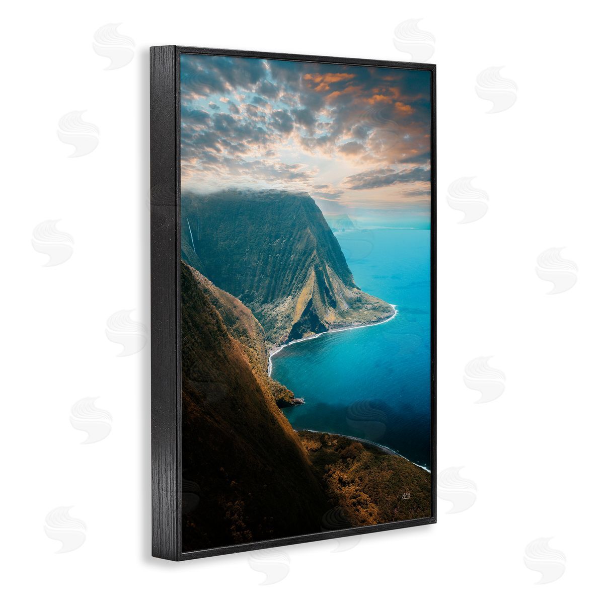 Hawaiian Coast Cliffs Black Frame Print Wall Art, Home Decor by Max Blakesberg Studios