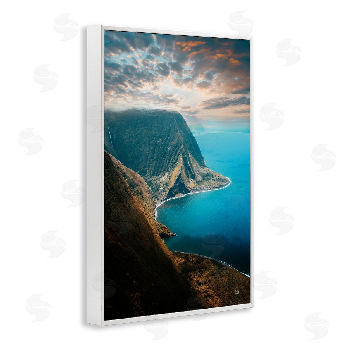 Hawaiian Coast Cliffs White Frame Print Wall Art, Home Decor by Max Blakesberg Studios