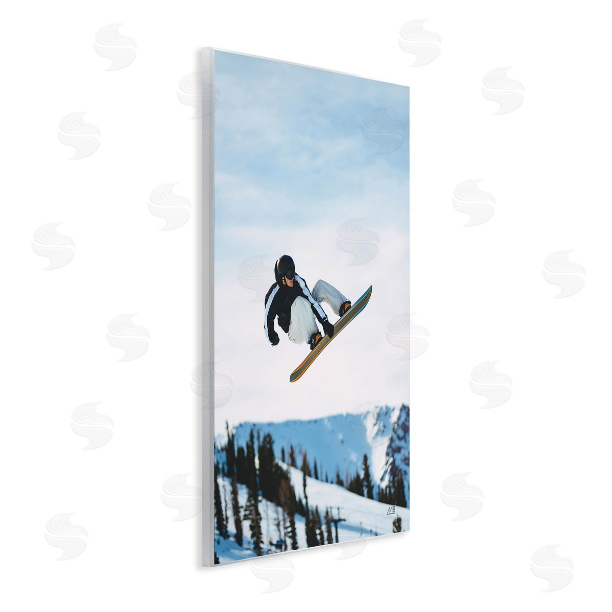 Snowboarder Air Tricks Wood Plaque Wall Art, Home Decor by Max Blakesberg Studios