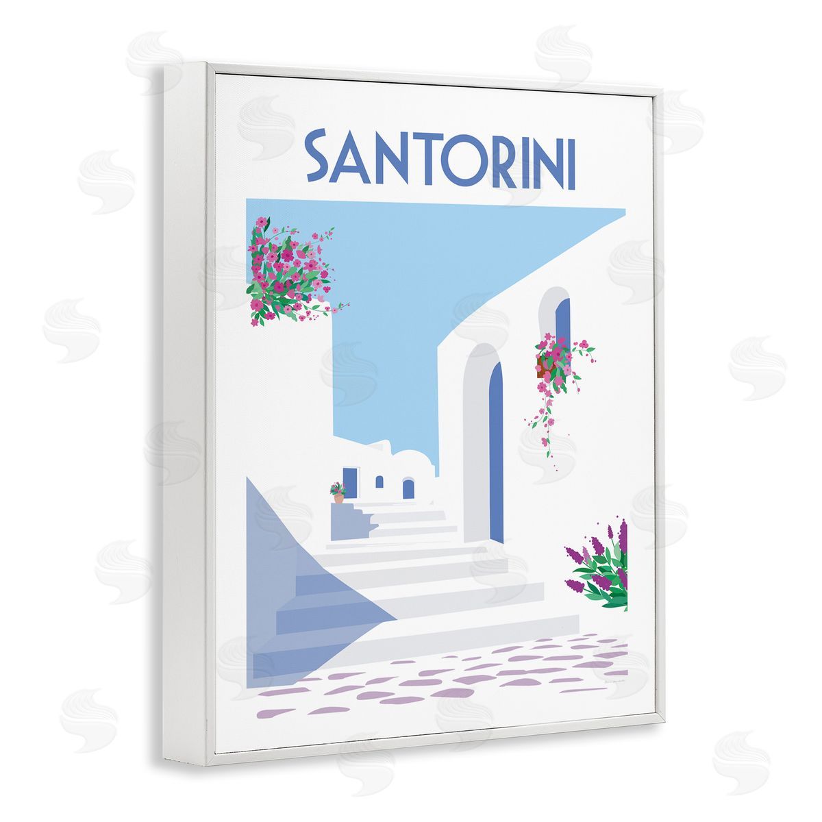 Santorini White Architecture White Frame Print Wall Art, Home Decor by Omar Escalante