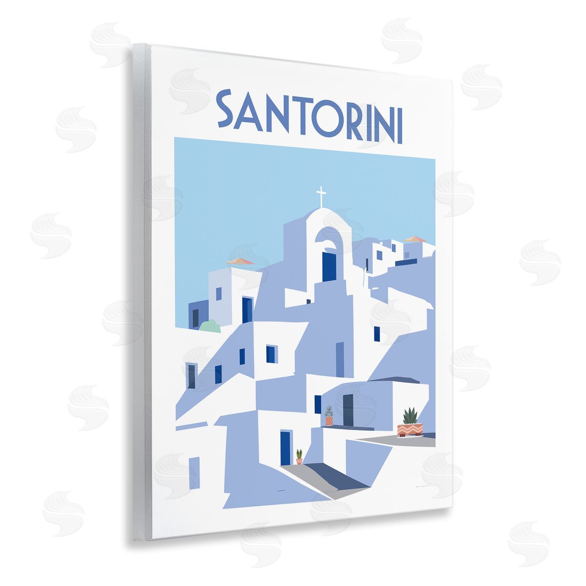 Santorini City Architecture Wood Plaque Wall Art, Home Decor by Omar Escalante