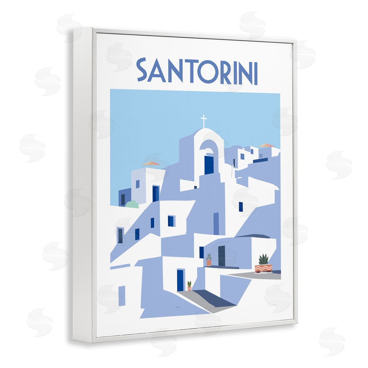 Santorini City Architecture White Frame Print Wall Art, Home Decor by Omar Escalante